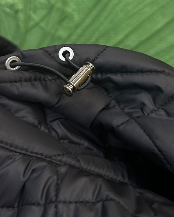 Burberry 25 Quilted Hooded Long Coat Black Polyester Cotton