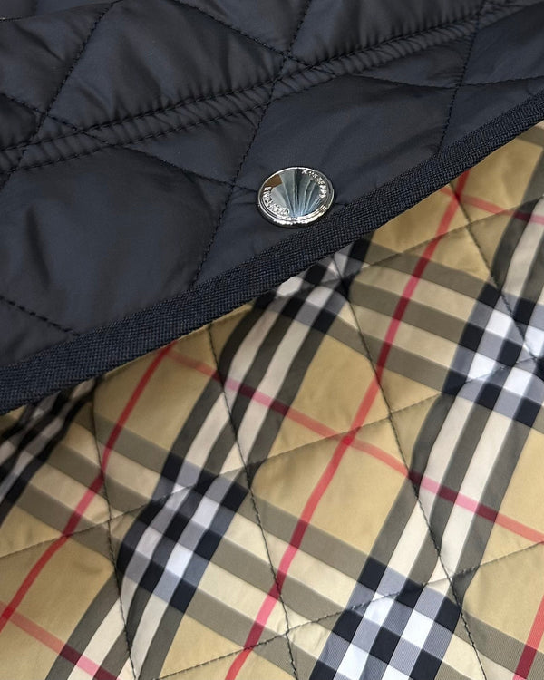 Burberry 25 Quilted Hooded Long Coat Black Polyester Cotton