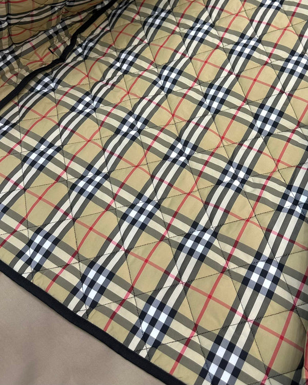 Burberry 25 Quilted Hooded Long Coat Black Polyester Cotton