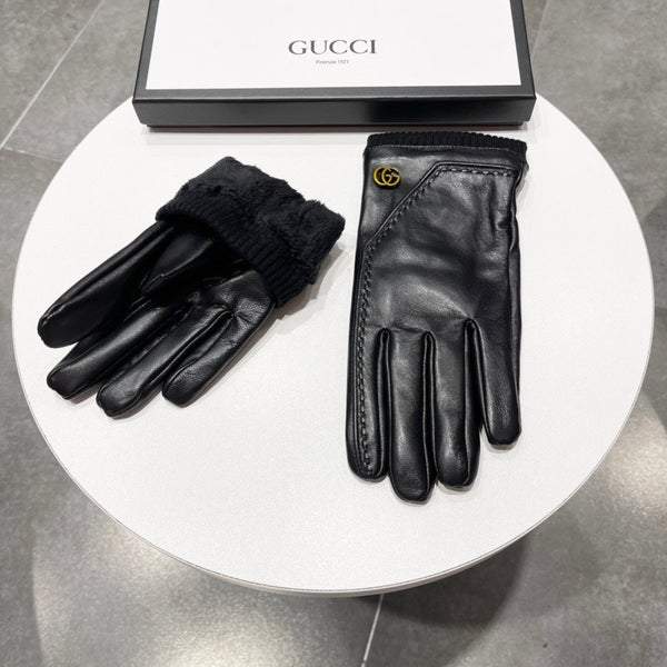 TOUCHSCREEN GLOVES IN BLACK LAMBSKIN MIX WOOL 130577