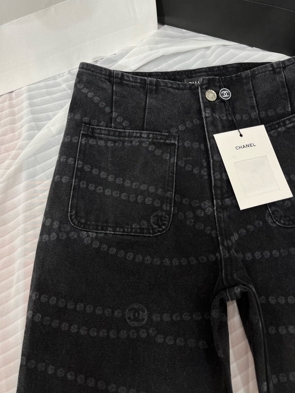CC 25 Jean Printed Black White Washed Denim