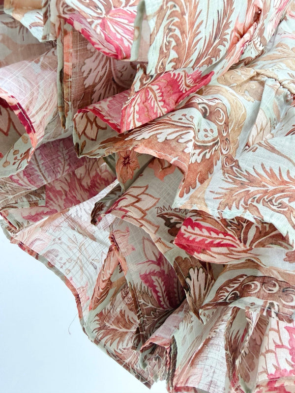 Zimmermann Robe Mini Cache-cœur Volants Daylight Coton Rose 342336