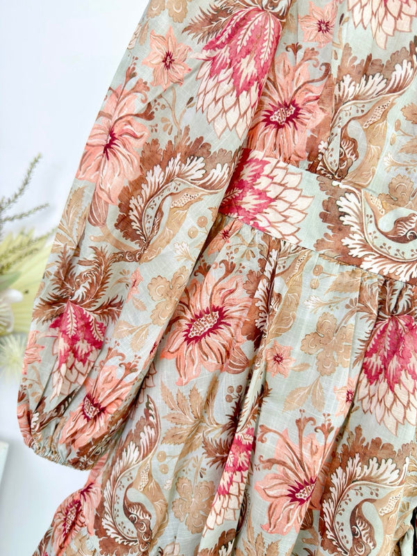 Zimmermann Robe Mini Cache-cœur Volants Daylight Coton Rose 342336