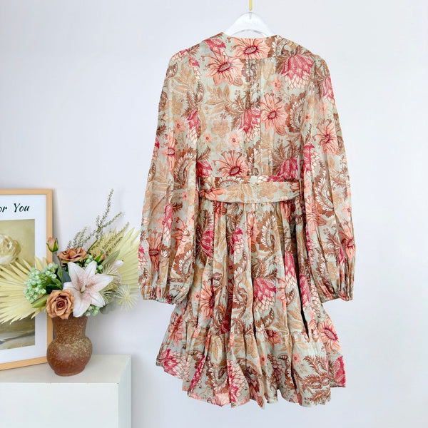 Zimmermann Robe Mini Cache-cœur Volants Daylight Coton Rose 342336