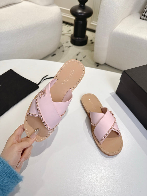 CC Croisière 2025/26 Mules Rose Beige Clair Cuir de veau 570314