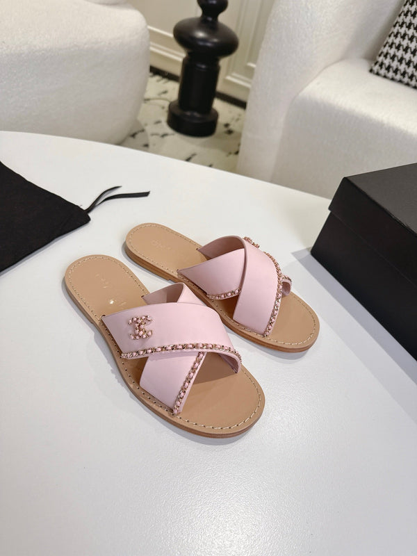 CC Croisière 2025/26 Mules Rose Beige Clair Cuir de veau 570314