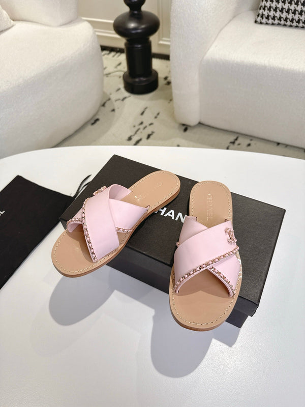 CC Croisière 2025/26 Mules Rose Beige Clair Cuir de veau 570314
