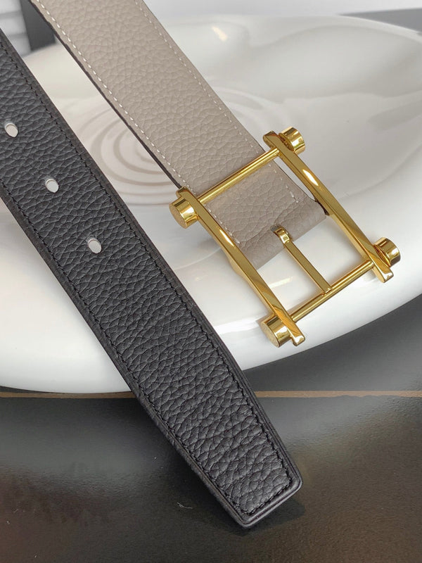 HM REVERSIBILE NERO E NERO E MARRONE KAKI CINTURINO IN PELLE 32 MM FERRAMENTA ORO