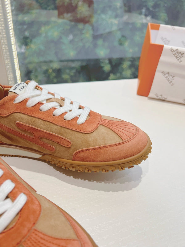 HM JET SNEAKER BROWN ORANGE CALFSKIN SUEDE