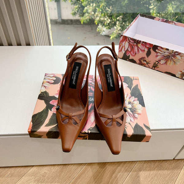 DC 25 Satin Slingbacks Brown Cowhide & Sheepskin 962755