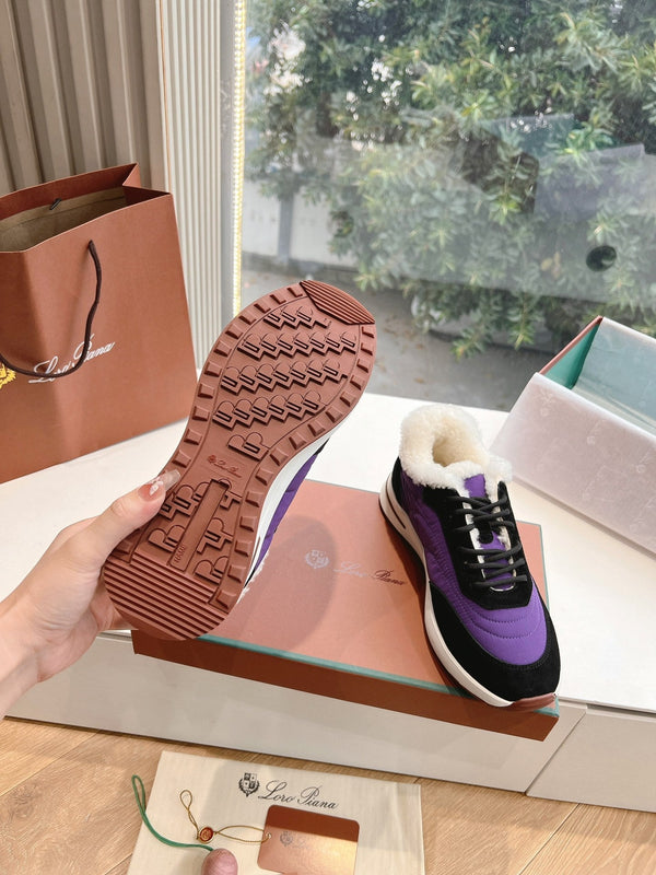 LP Weekend Walk Sneaker Black Purple Fur Suede 549512