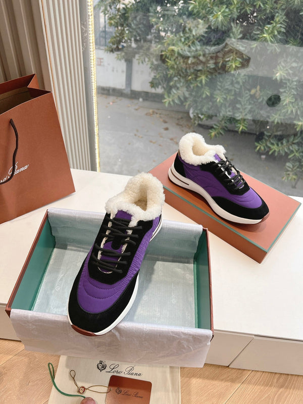 LP Weekend Walk Sneaker Black Purple Fur Suede 549512