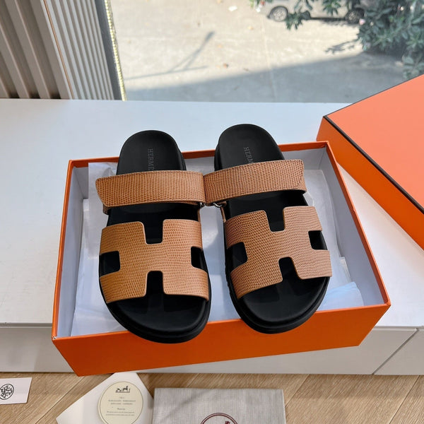 HM Chypre Sandal Brownie Brown Grained Calfskin 202799