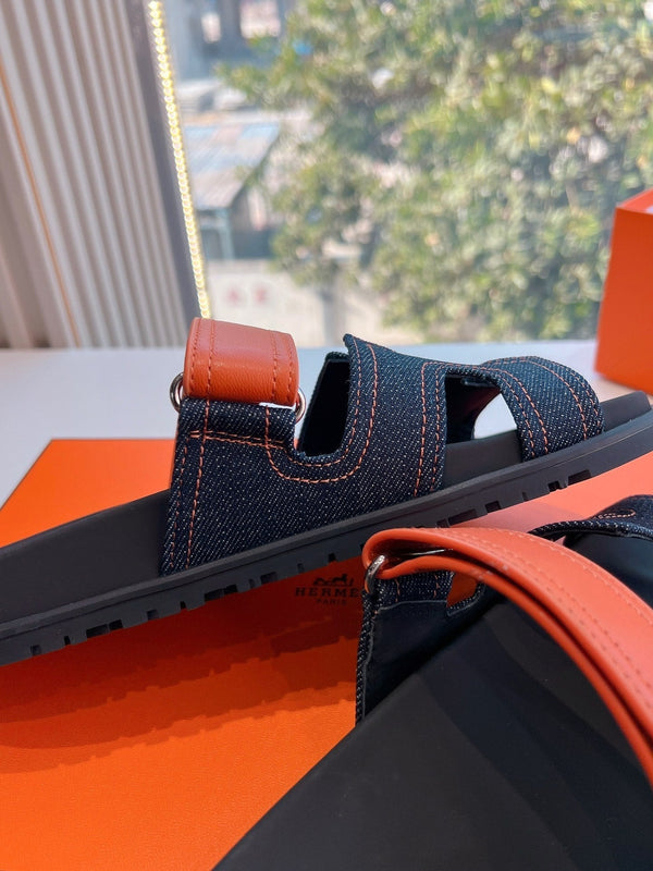HM Chypre Sandal Bleu Brut Denim and Calfskin 202806