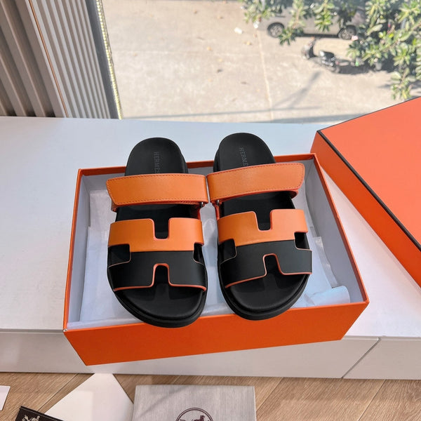 HM Chypre Sandal Orange mix Black Calfskin 202815