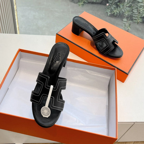 OASIS SANDAL IN BLACK MIX WHITE CALFSKIN