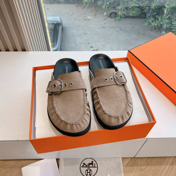 HM 25 Key Mule in pelle scamosciata grigia