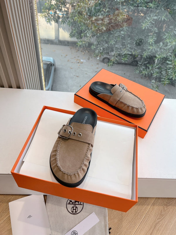 HM 25 Key Mule in pelle scamosciata grigia