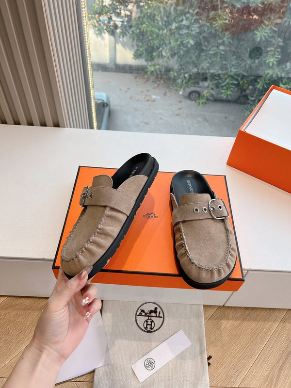 HM 25 Key Mule in pelle scamosciata grigia