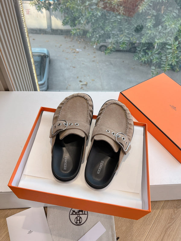 HM 25 Key Mule in pelle scamosciata grigia