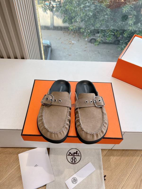 HM 25 Key Mule in pelle scamosciata grigia