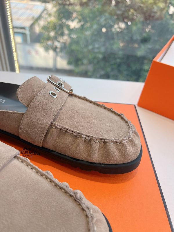 HM 25 Key Mule in pelle scamosciata grigia