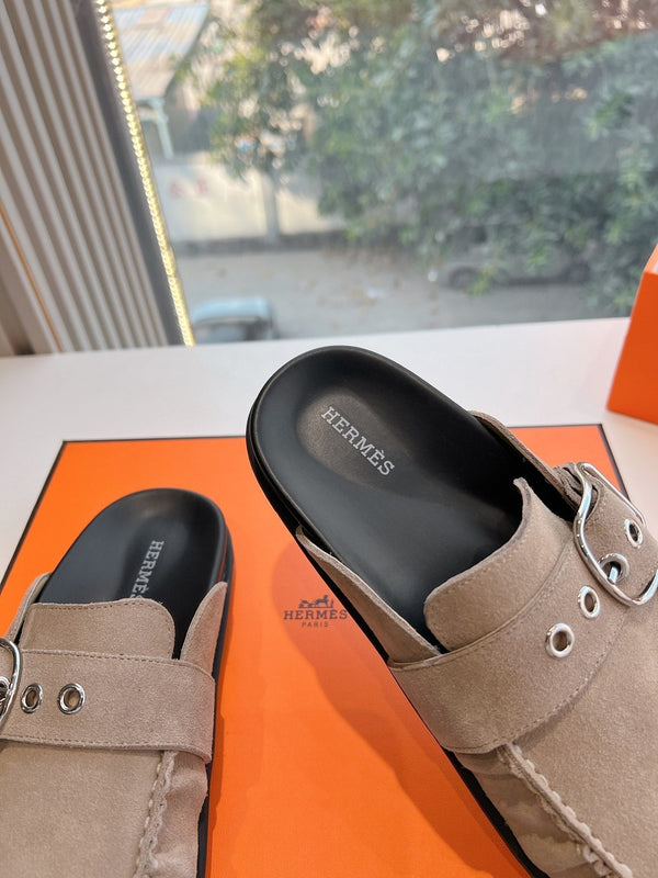 HM 25 Key Mule in pelle scamosciata grigia