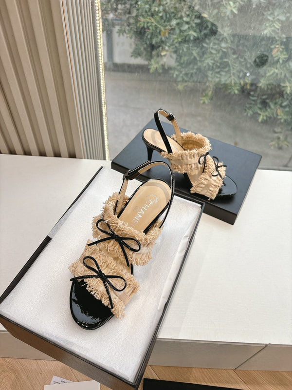 Sandali CC con fiocco Nude 7cm Pelle di agnello 202869