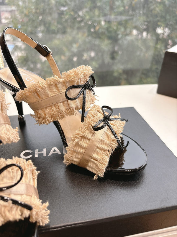 Sandali CC con fiocco Nude 7cm Pelle di agnello 202869