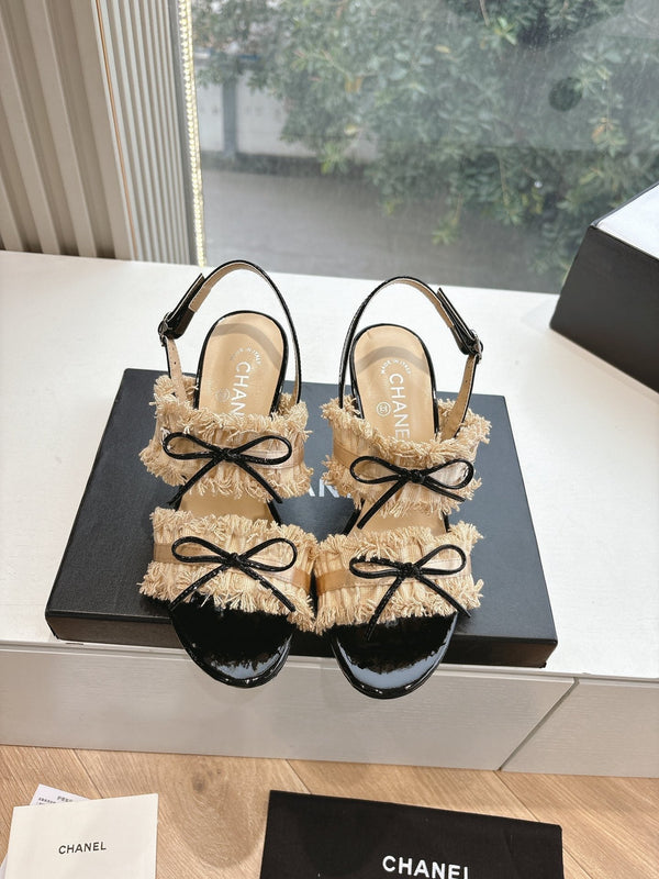 Sandali CC con fiocco Nude 7cm Pelle di agnello 202869