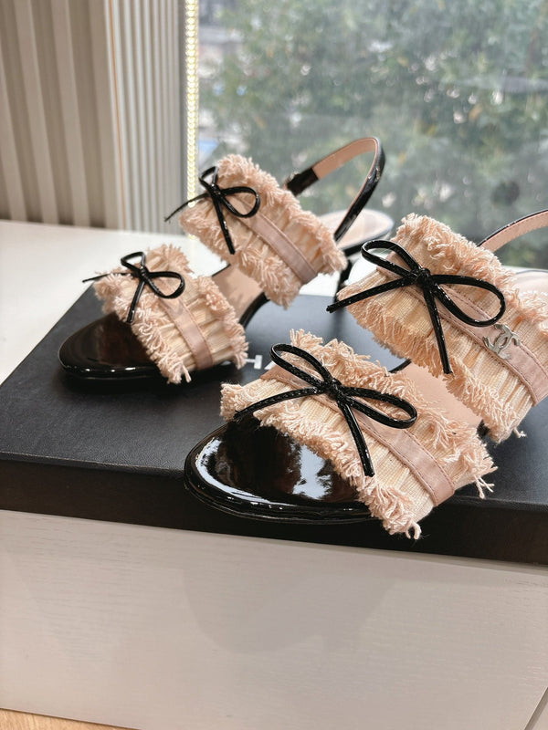 Sandali CC con fiocco Nude 4,5cm Pelle di agnello 202872