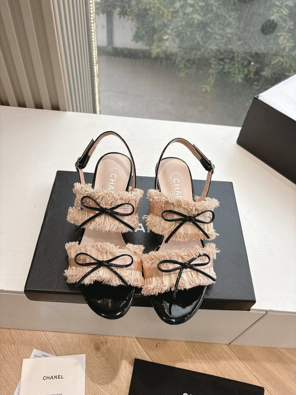 Sandali CC con fiocco Nude 4,5cm Pelle di agnello 202872