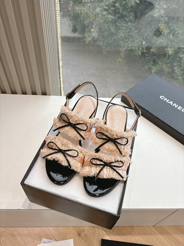 Sandali CC con fiocco Nude 4,5cm Pelle di agnello 202872