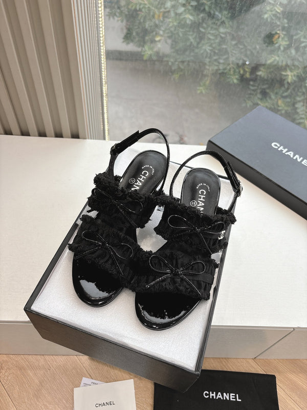 Sandali CC con fiocco Nero 4,5cm Pelle di agnello 202875