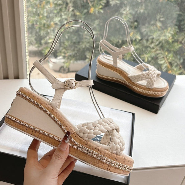 CC Mules Sandals Cream 6cm Lambskin 202886