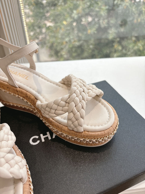 CC Mules Sandals Cream 6cm Lambskin 202886