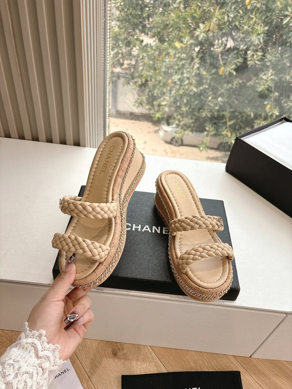 Sandali CC Nude originali intrecciati in pelle di agnello 6cm 202891