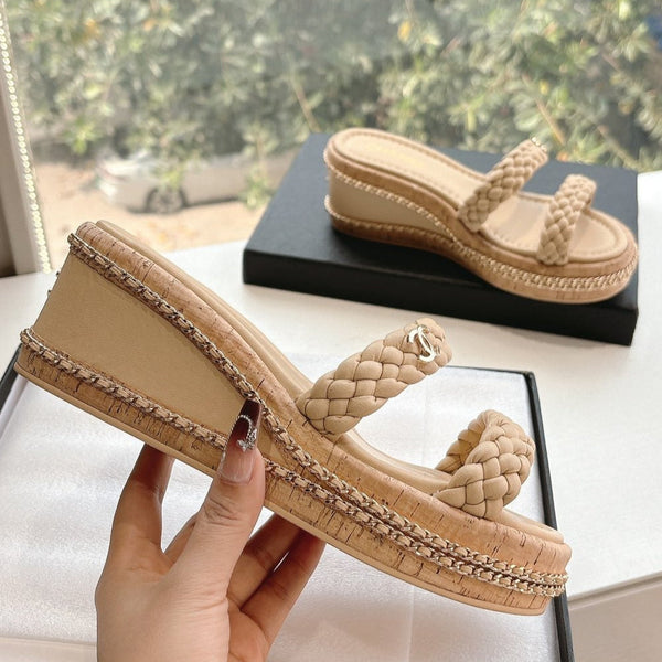 Sandali CC Nude originali intrecciati in pelle di agnello 6cm 202891