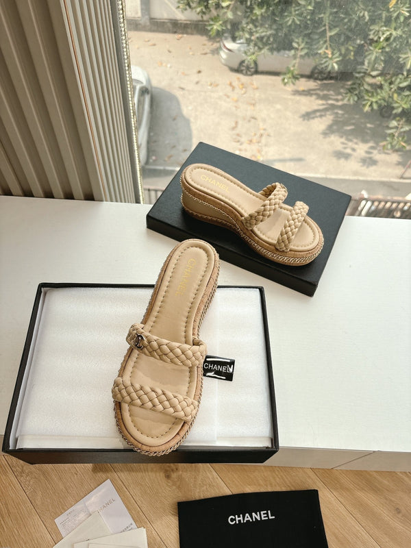 Sandali CC Nude originali intrecciati in pelle di agnello 6cm 202891