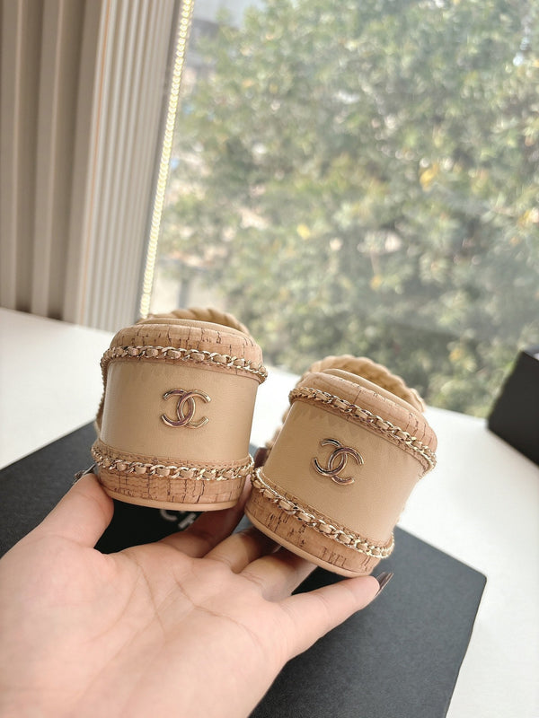Sandali CC Nude originali intrecciati in pelle di agnello 6cm 202891