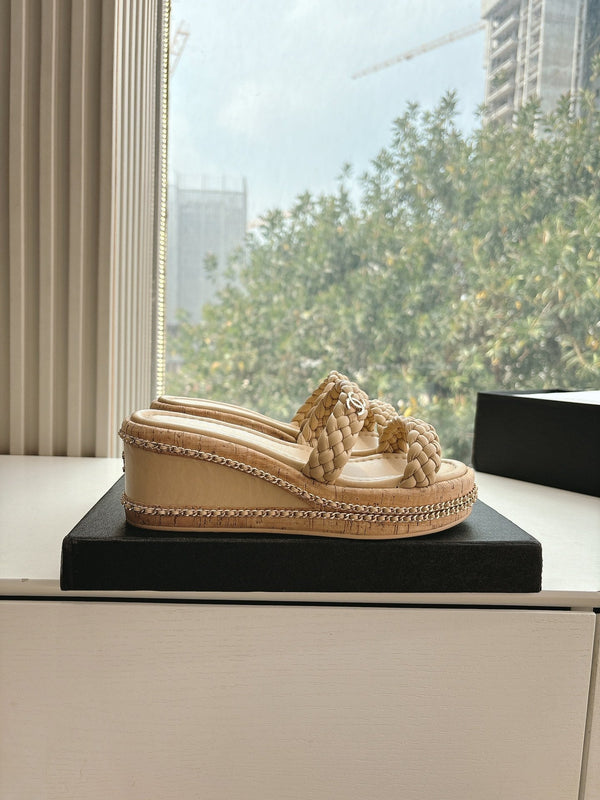 Sandali CC Nude originali intrecciati in pelle di agnello 6cm 202891