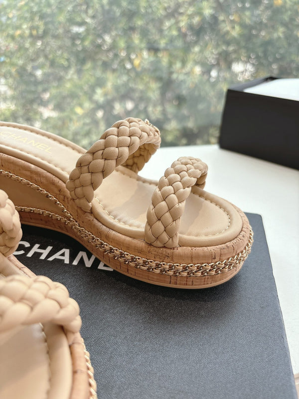 Sandali CC Nude originali intrecciati in pelle di agnello 6cm 202891