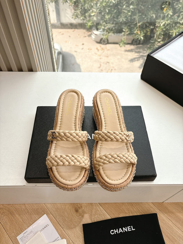 Sandali CC Nude originali intrecciati in pelle di agnello 6cm 202891