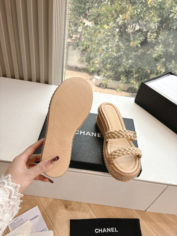 Sandali CC Nude originali intrecciati in pelle di agnello 6cm 202891