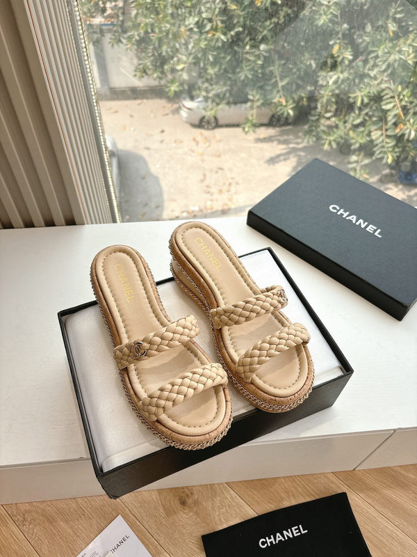 Sandali CC Nude originali intrecciati in pelle di agnello 6cm 202891