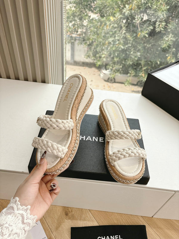 Sandali CC Cream originali intrecciati in pelle di agnello 6cm 202893