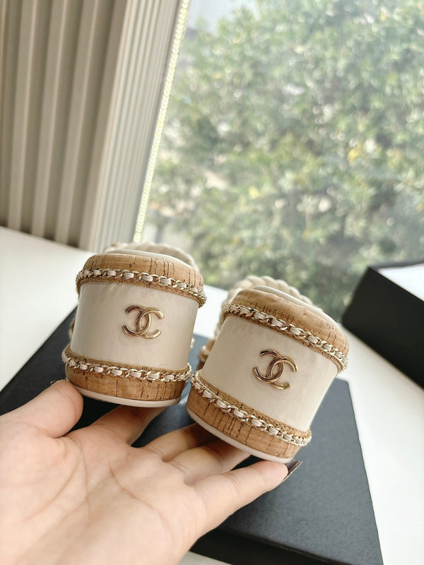 Sandali CC Cream originali intrecciati in pelle di agnello 6cm 202893