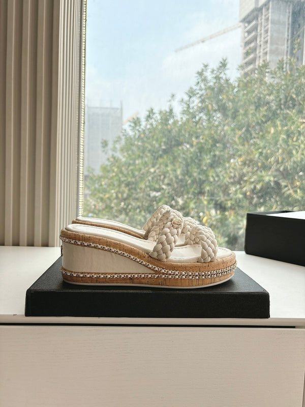 Sandali CC Cream originali intrecciati in pelle di agnello 6cm 202893
