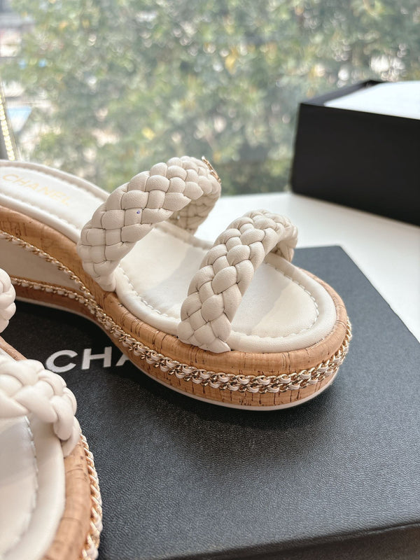 Sandali CC Cream originali intrecciati in pelle di agnello 6cm 202893