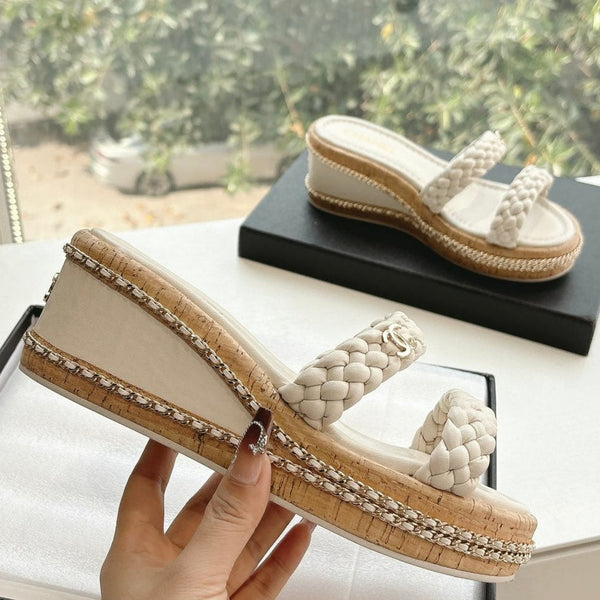 Sandali CC Cream originali intrecciati in pelle di agnello 6cm 202893